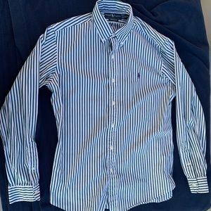 Ralph Lauren Custom Fit Green and White Button Up